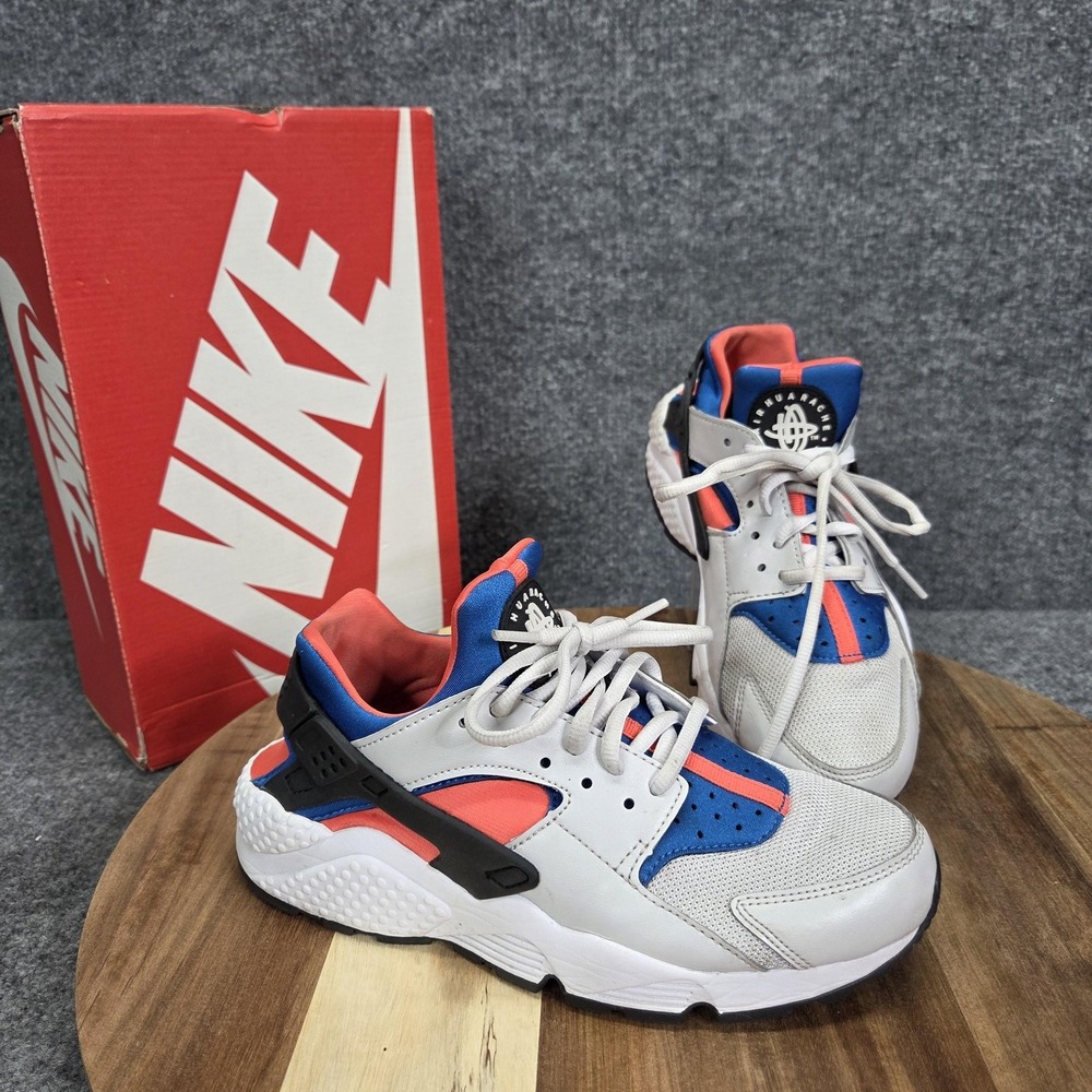 Nike Air Huarache Run Shoes Womens Size 7 Vast Grey Rush Coral Blue 634835-031